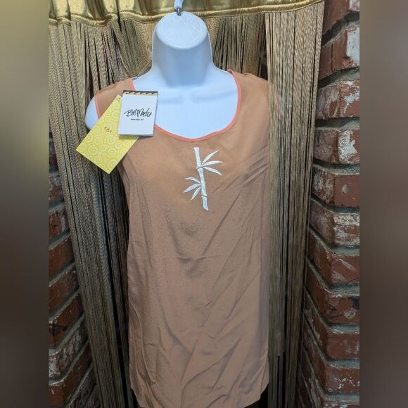 NWT Silk Bob Mackie Wearable Art 2 Piece Set Bamboo Tank Top and Blouse Size L - Picture 3 of 10